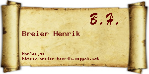 Breier Henrik névjegykártya